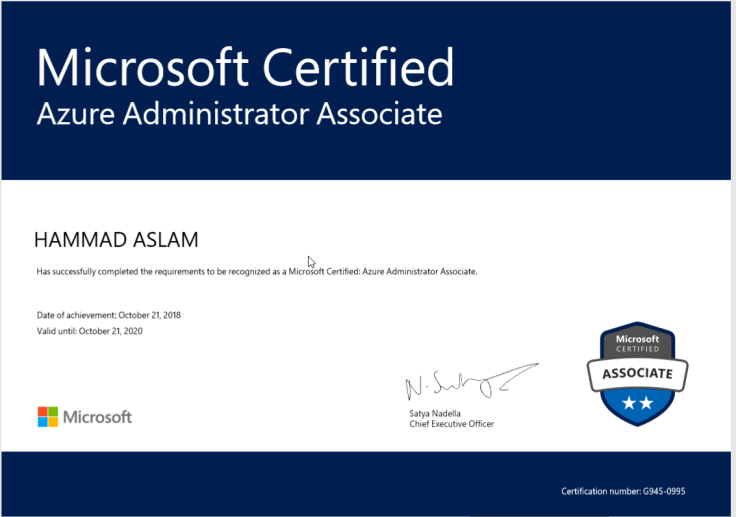 Azure Admin Certificate